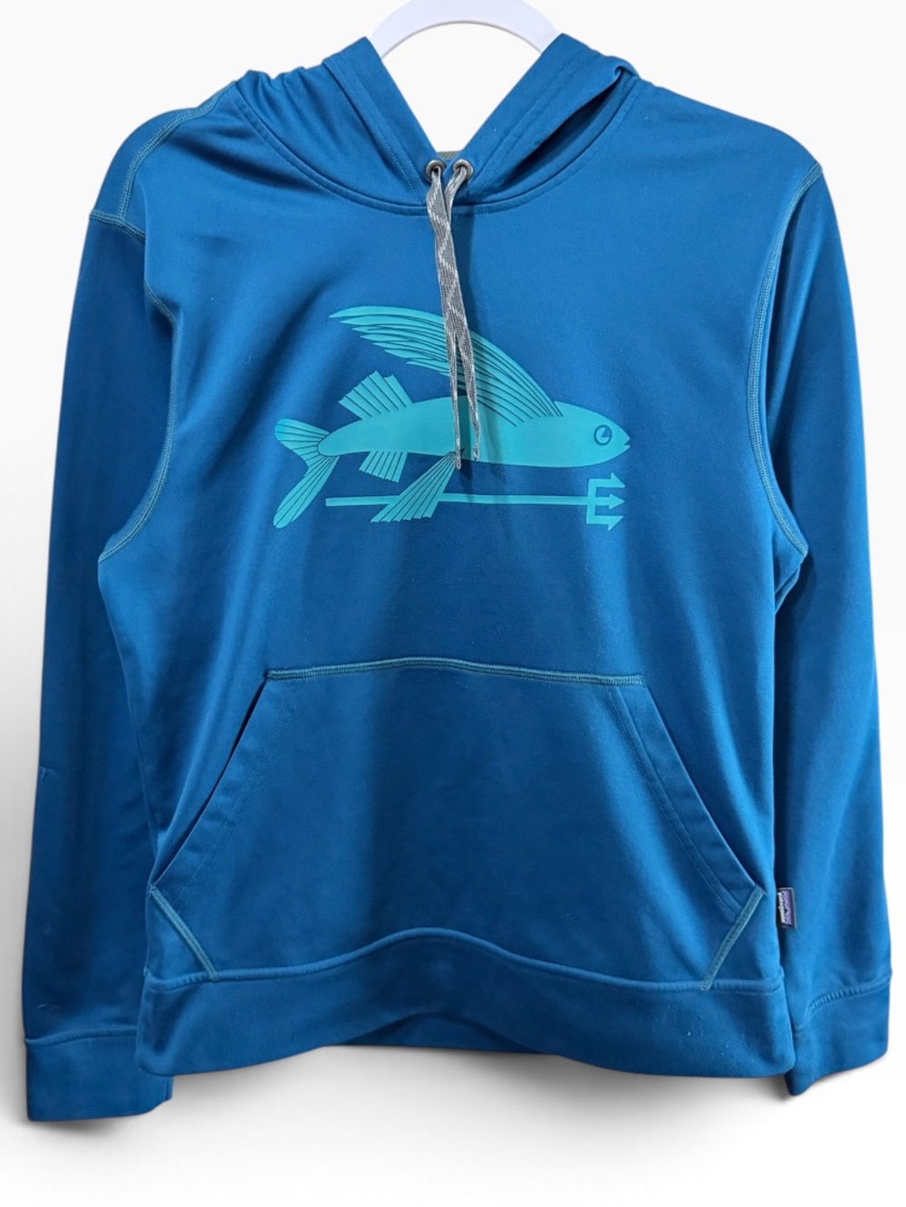 Patagonia Flying Fish PolyCycle Hoodie Blue Turquoise Size XS